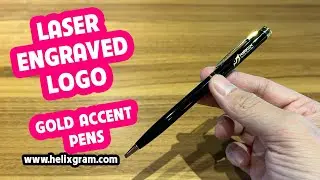 Laser Engraved Logo on Twist Ballpoint Pens | Laser Engraved Pens with Gold Accent | Printed Pens