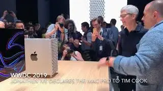 Тим Кук с Джонатаном Айвом на Mac Pro на WWDC 2019