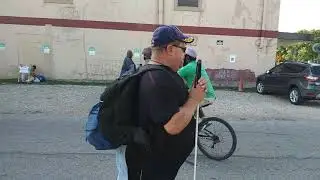 Blind man riding a bike