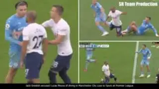 Grealish accusing lucas a dive