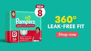 New Pampers Pants Size 8, 360&deg; Leak-Free Fit for the Wildest Moves!