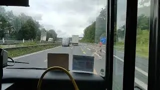 Mitfahrt im Schienenersatzverkehr- Bus (Schnellbus) &uuml;ber die Autobahn nach Gummersbach (Juli 2023)