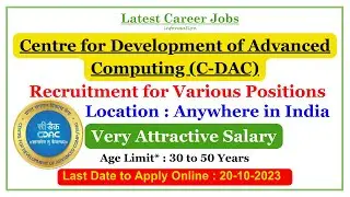 Latest Government | CDAC Recruitment Notification | Allover India | Various Posts & Jobs | Apply