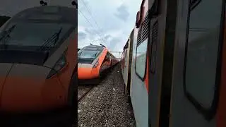 solapur~mumbai #vandebharatexpress at 130 kmph... with loud honking  #bhartiyrailways #highspeed