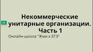 Некоммерческие унитарные организации.  Часть 1