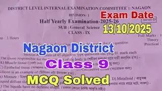 Half Yearly-2025 /Class 9 /Science / Class 9 Science Half Yearly Question Paper 2025 Nagaon District
