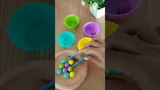 match colors | soft cups color sorting with wood ball and bowl
