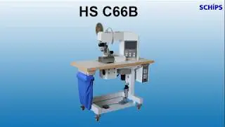 SCHIPS HS C66B bonding machine attaching adhesive film, ultrasonic edge cutting