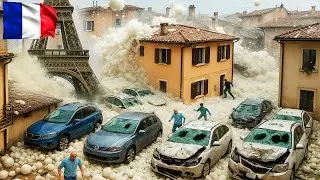 5 минут назад, Хаос во Франции, град покрыл регион Луары.
