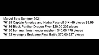 Lego Marvel summer  2021 Leaks