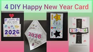 4 DIY Happy New Year Card| Simple and easy greetings card ideas| How to make unique greetings card 