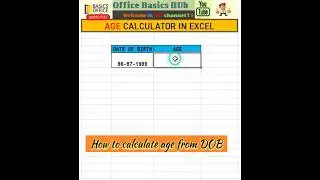 AGE CALCULATOR IN EXCEL एक्सेल में आयु कैलकुलेटर #excel #exceltutorial #shorts #youtubeshorts