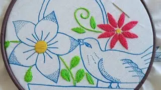 Bordando hojas peque&ntilde;as, servilleta del pajarito paso a paso 🌿🌿🌿🌿