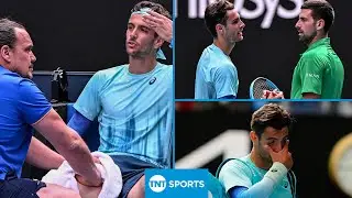 EMOTIONAL SCENES! Djokovic through to Aus Open semis as Musetti retires injured 💔