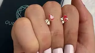 Pink Pear Cut Diamond Stud Earrings | Lab Diamond Pear Cut Stud | Stud Earring    @ourosjewels