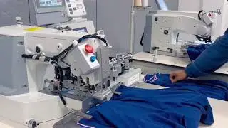 Polo shirt button attach and hole bar tach automation work station 