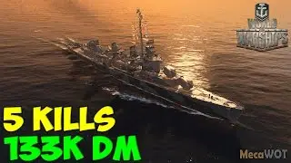 World of WarShips | Fletcher | 5 KILLS | 133K Damage - Replay Gameplay 1080p 60 fps