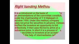 Book Building Method, Bonus Shares, Right Issue