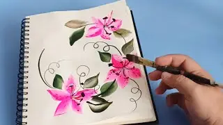 Aprende A pintar estas Flores  Lirios #onestroke #tutorial #acrylicpainting