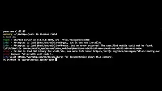 nextJs app   error - Failed to load SWC binary for win32/x64, error Command failed with exit code 1.