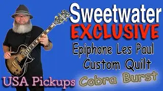 Sweetwater Exclusive Epiphone Les Paul Custom Quilt Cobra Burst Blues Jam and review