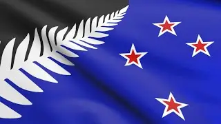 Flag of New Zealand design Silver Fern by Kyle Lockwood waving in the wind - Flag animation