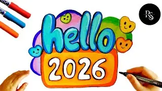 Cute Colorful New Year Drawing | New Year 2026 Drawing for Kids & Beginners | Easy Kids Drawing❤️🎁✨🌈