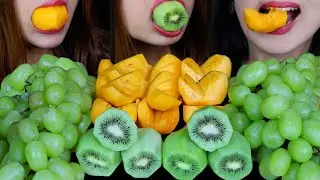 EATING COTTON CANDY GRAPES FOR THE FIRST TIME, JUICY KIWIS, PERSIMMONS *BIG BITES* EATING SOUNDS 먹방
