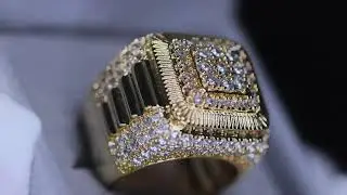 Iced out ring, diamond ring, mens gold ring, mens big iced out ring, mens diamond hip hop ring