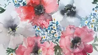 LOOSE WATERCOLOUR PAINTING  full tutorial wet into wet   beautiful white flowers