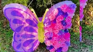 Cómo hacer una piñata de cartón paso a paso / diu piñata mariposa con flores de papel
