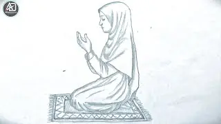 Girl praying drawing | girl drawing easy | Adnan drawing academy 