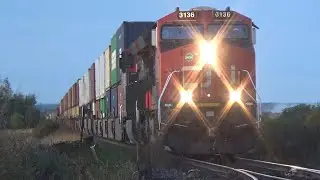 Long Extra Stack Train CN X121 passing thru Nappan, NS at Track Speed