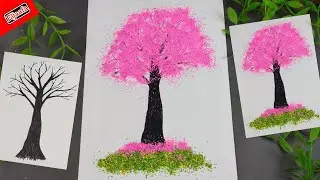 Kolase Pohon Sakura dari Kertas Origami | Cherry Blossom Collage