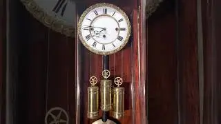 ANTIQUE GERMANY VIENNA STRIKE CLOCK 3 CARVED WEIGHTS DRIVEN CARVED WALNUT CASE