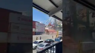 Big crane in port get crashed #shorts #harbor #crane