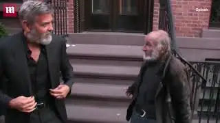 Video: George Clooney greets ex-hobo 'Radioman' while out with Amal