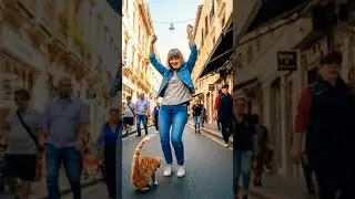 Woman and Cat dancing in the street 🤣 #funny #memes #laugh #cat #woman #dancing #street