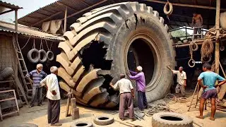 See to How Retreading an old Big Tire | Hard working Process Of Retreading Old Caterpillar Tire
