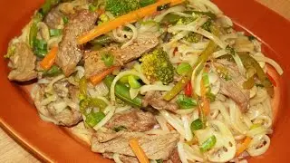 نودلزباللحم والخضارChef Ahmad AllCooking/Beef Rice Noodles