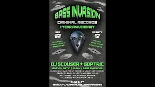 Bass Invasion - Criminal Records 1st Birthday 2022 Twitch Stream - Dj Scouser Set