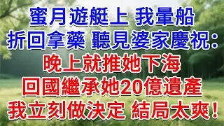 蜜月遊艇上，我暈船折回房间拿藥，却聽見婆家慶祝：晚上就推她下海，回國繼承她20億遺產！我立刻做出決定 結局太解氣！