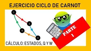 EJERCICIO CICLO DE CARNOT - PARTE 1: CÁLCULO DE ESTADOS, CALOR, TRABAJO Y CAMBIO DE ENERGÍA INTERNA