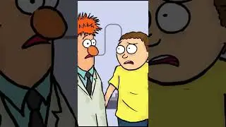 Dr Bunsen and Rick giving a shot of love to Morty and beaker