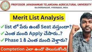 PJTSAU 2025 Merit list comptetion Analysis | ts Bipc agriculture counselling dates 2025