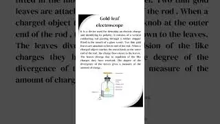 gold leaf electroscope #shortnotes #share @Jeeneet.physics7