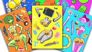 Peel & Play💞Incredibox Sprunki Sticker Book - Computer x FunBot, Pinki x Oren, Vineria x Lime