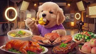 The dog bravely ventures into the world of mukbang, day two.