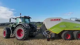 Stroh Ballen pressen Fendt 828 mit Claas Quadrant 3200 FC und Fendt 942 mit Krone Big Pack 1270 VC