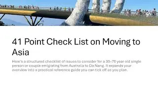 Check list on moving to Asia